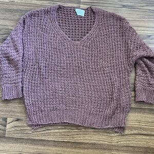 Maroon Chunky Waffle Knit Sweater, Size Medium, Like New Gently Worn